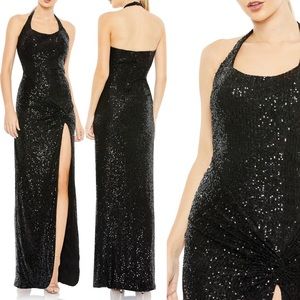 Mac Duggal Sequin Halter Neck Evening Gown